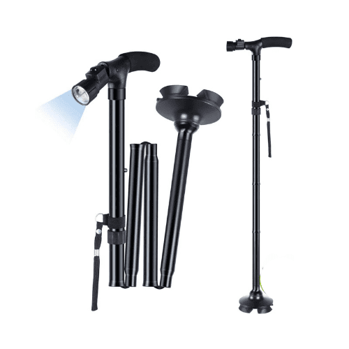 عكاز مع قاعده مرنه مع كشاف قابل للطي GT2300