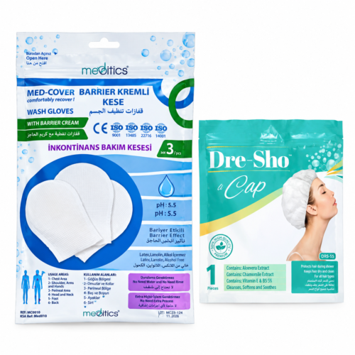 Medicals and Shower Cap Product Duo عرض قفازات تنظيف الجسم مع غطاء غسيل الشعر - Image 1